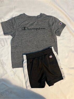 Champion Gray Tee with Black Athletic Shorts Size 12-18 Months